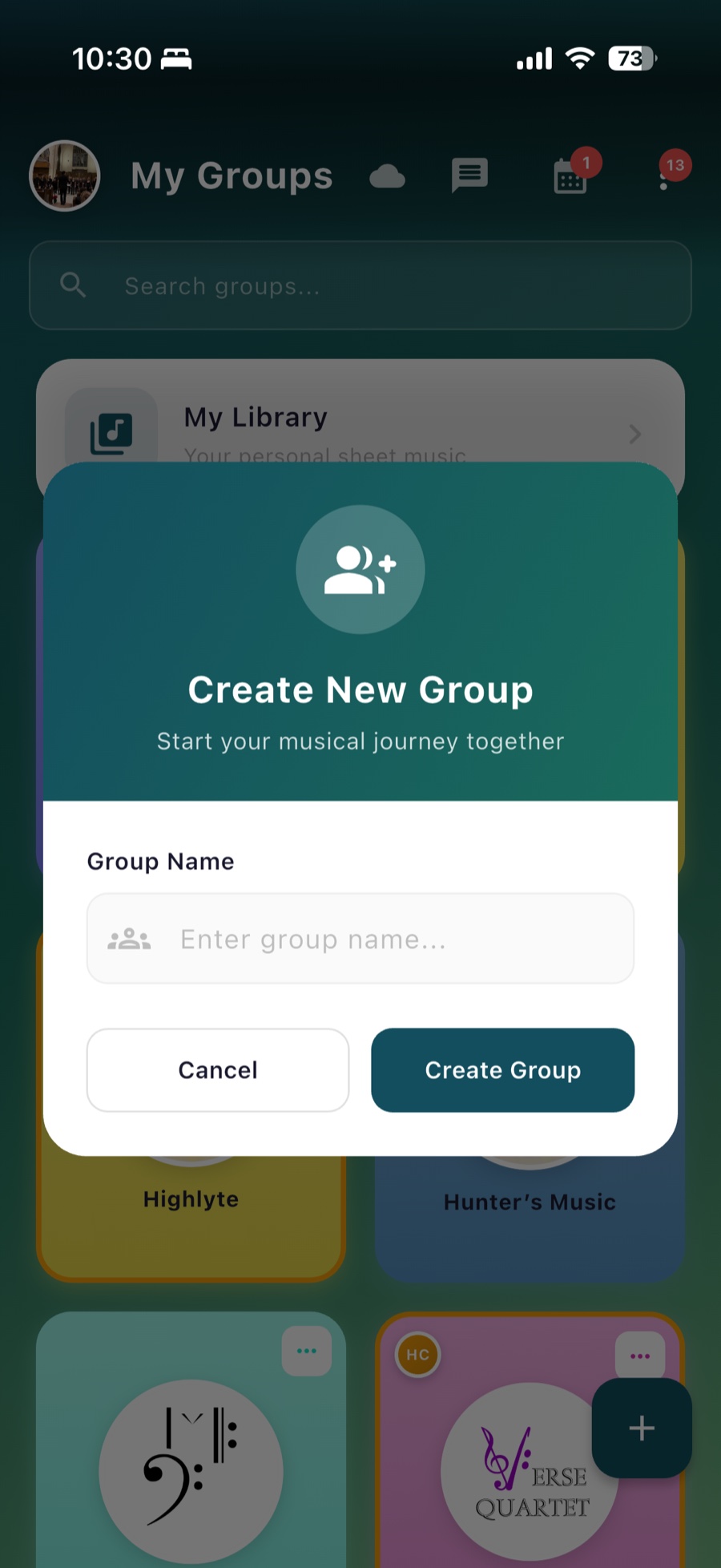 Creating a new group in The Score Stack app